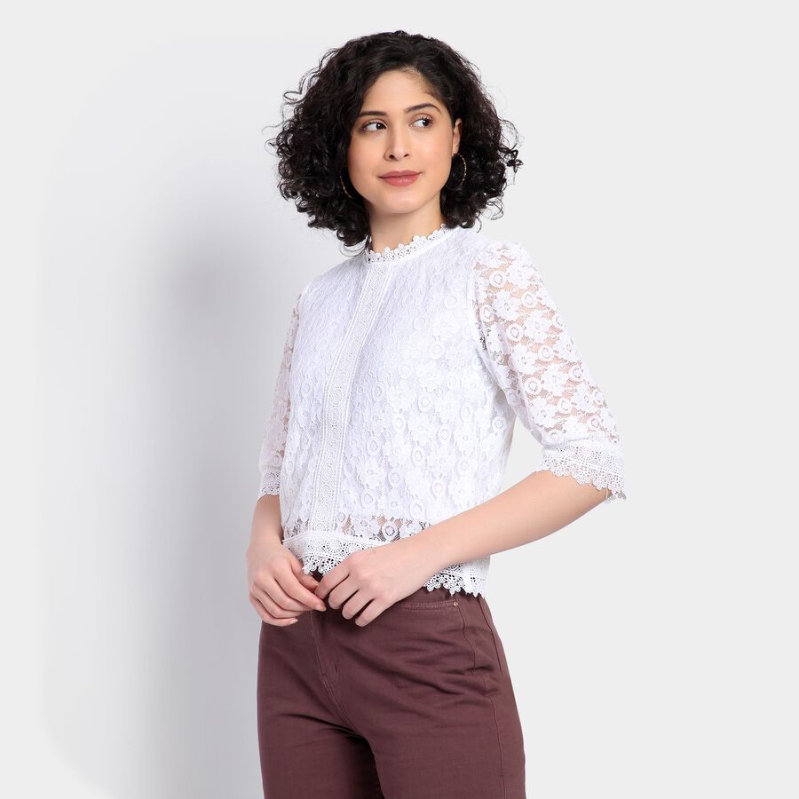 Ladies'  Crop  Top, White, large image number null