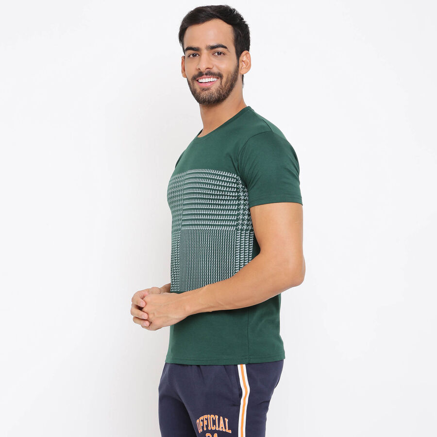 Cut & Sew Round Neck T-Shirt, Dark Green, large image number null