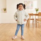 Girls Cream Hooded Puffer Jacket, Off White, small