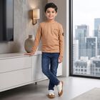 Boys Beige Crew Neck Regular T-Shirt, Beige, small