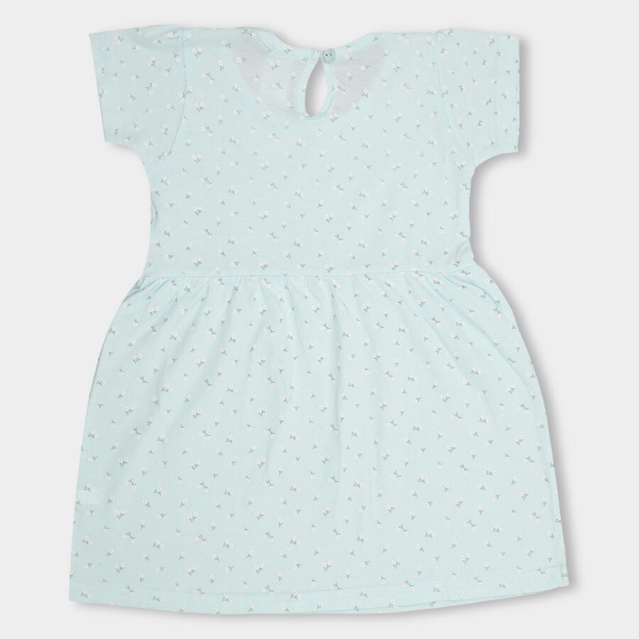 Infant Girls' 100% Cotton Frock, एक्वा, large