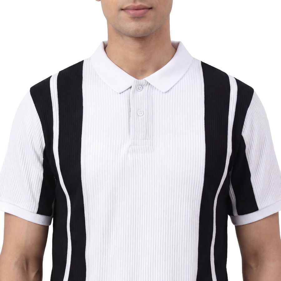 Men's Black Polo Collar Classic T-Shirt, काला, large