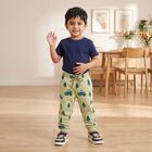 Boys' Beige Cartoon Print Drawstring Jogger Pyjama, Beige, small