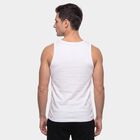 Men's White Cotton Round Neck Sleeveless Vest, White, small