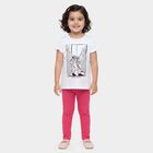 Girls White Cotton Round Neck Casual T-Shirt, सफ़ेद, small