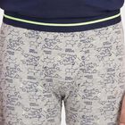 Boys Grey Regular Fit Printed Trunks, हल्का ग्रे, small