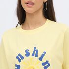 Women's Light Yellow Cotton Round Neck Casual T-Shirt, Yellow, small image number null