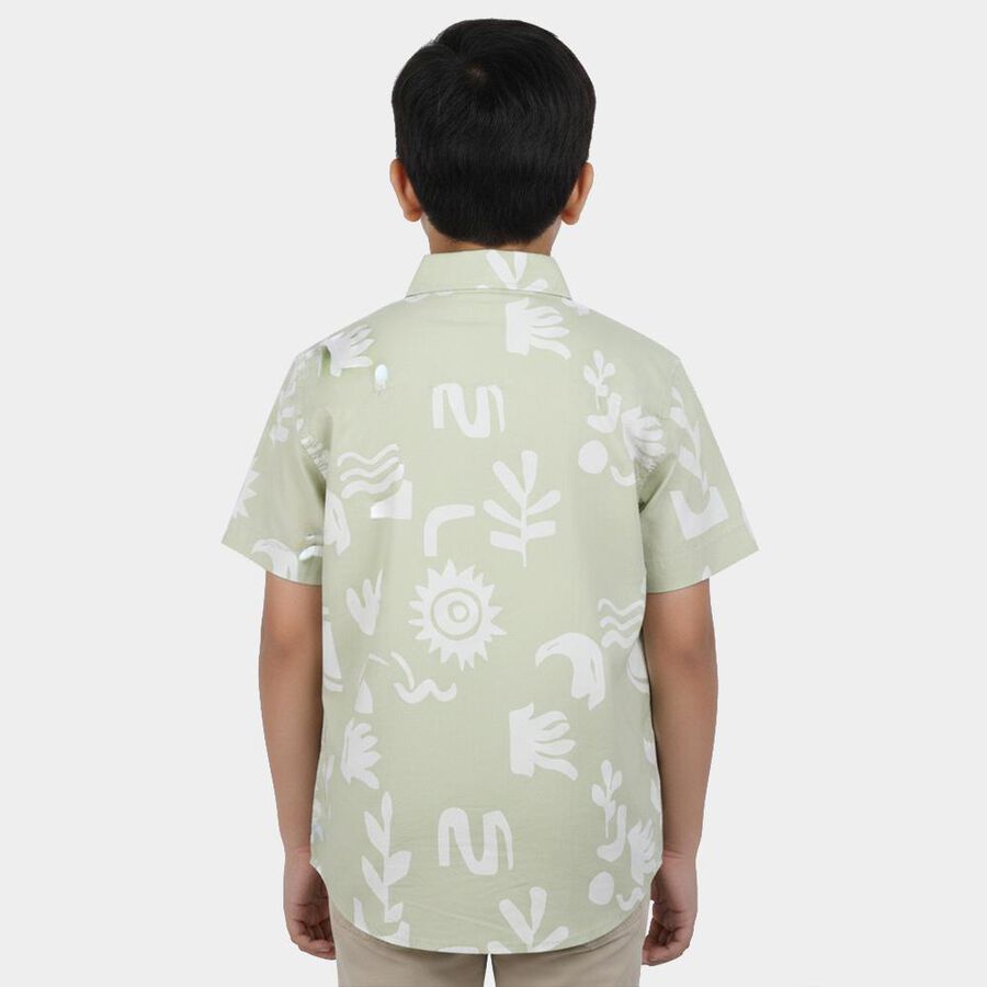 Boys Mint Green Cotton Regular Fit Casual Shirt, हल्का हरा, large