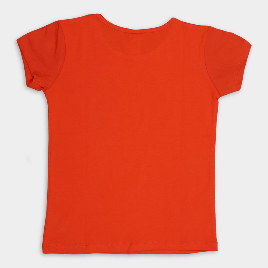Girl's Cotton T-Shirt , Orange, large image number null