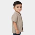 Infants Beige Cotton Half Sleeve Classic Casual Shirt, Beige, small