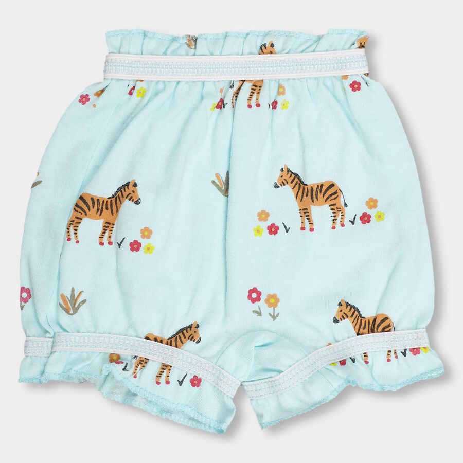 Infants' Light Aqua Regular Fit Printed Bloomer, Aqua, large image number null