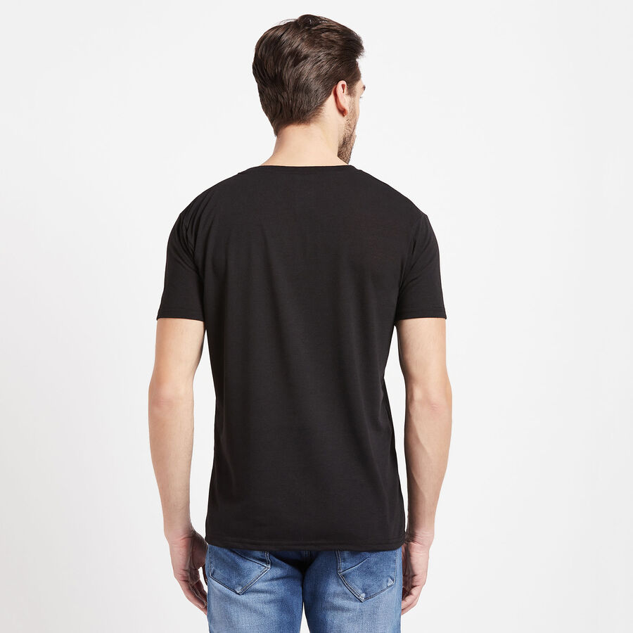राउन्ड नेक टी-शर्ट, काला, large image number null