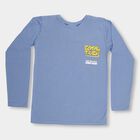 Boys' Muted Steel Blue Round Neck Casual T-Shirt, मध्यम नीला, small image number null