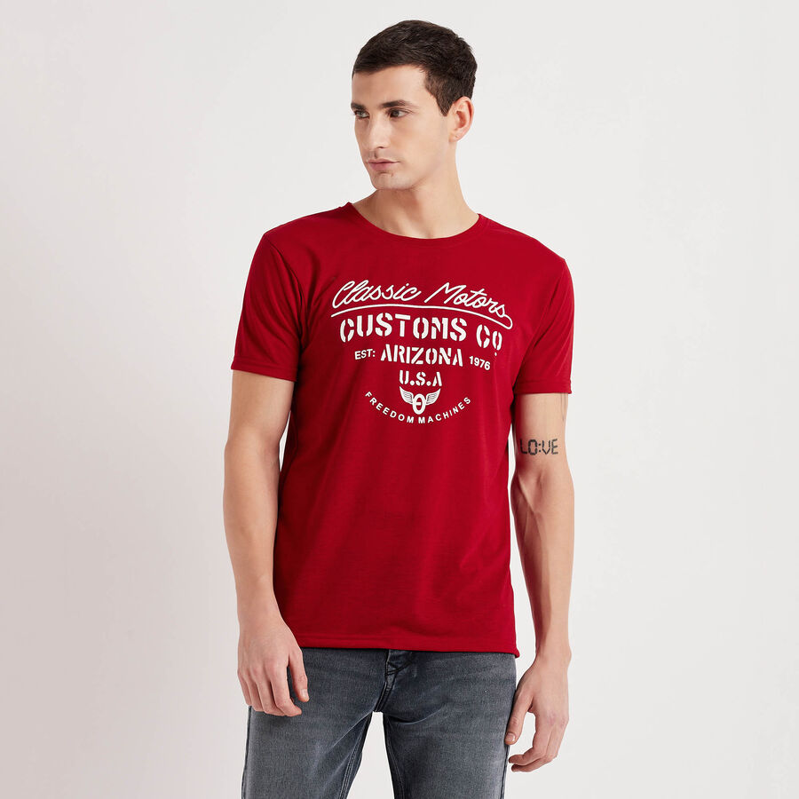 Round Neck T- Shirt, Maroon, large image number null