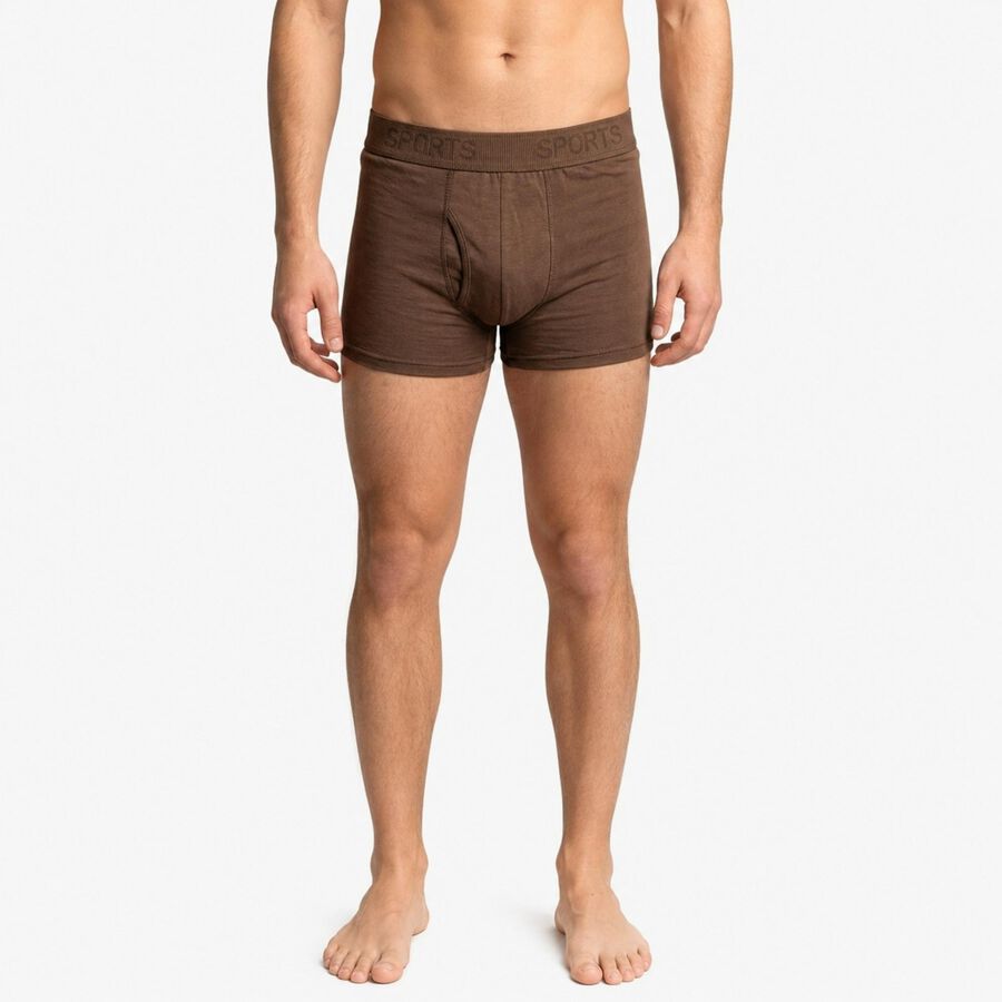 Men Brown Regular Fit Solid Trunks, Brown, large