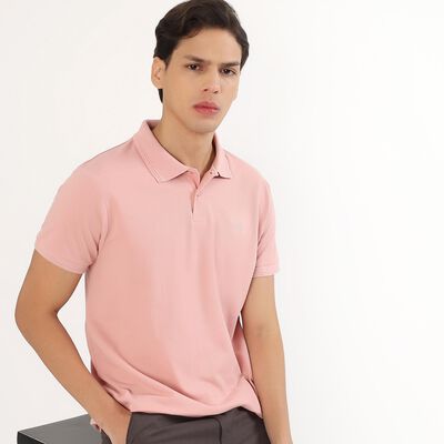 Men's Light Pink Polo Collar Casual T-Shirt