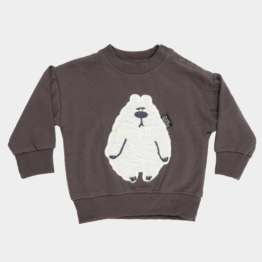 Infants Dark Charcoal Crew Neck Casual Sweatshirt, चारकोल, large image number null