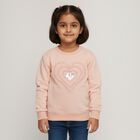 Girls Light Pink Crew Neck Casual Sweatshirt, Light Pink, small image number null