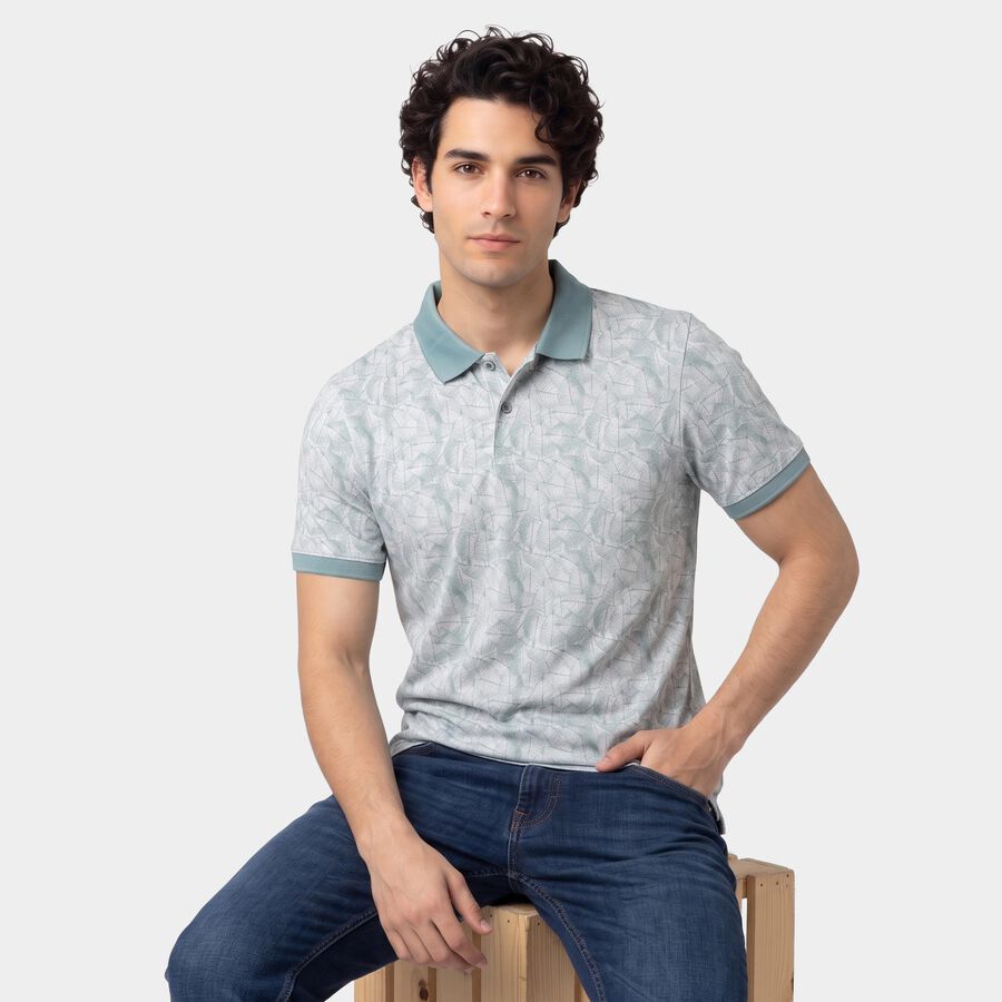 Men's Light Blue Cotton Polo Neck Polo T-Shirt, Light Blue, large