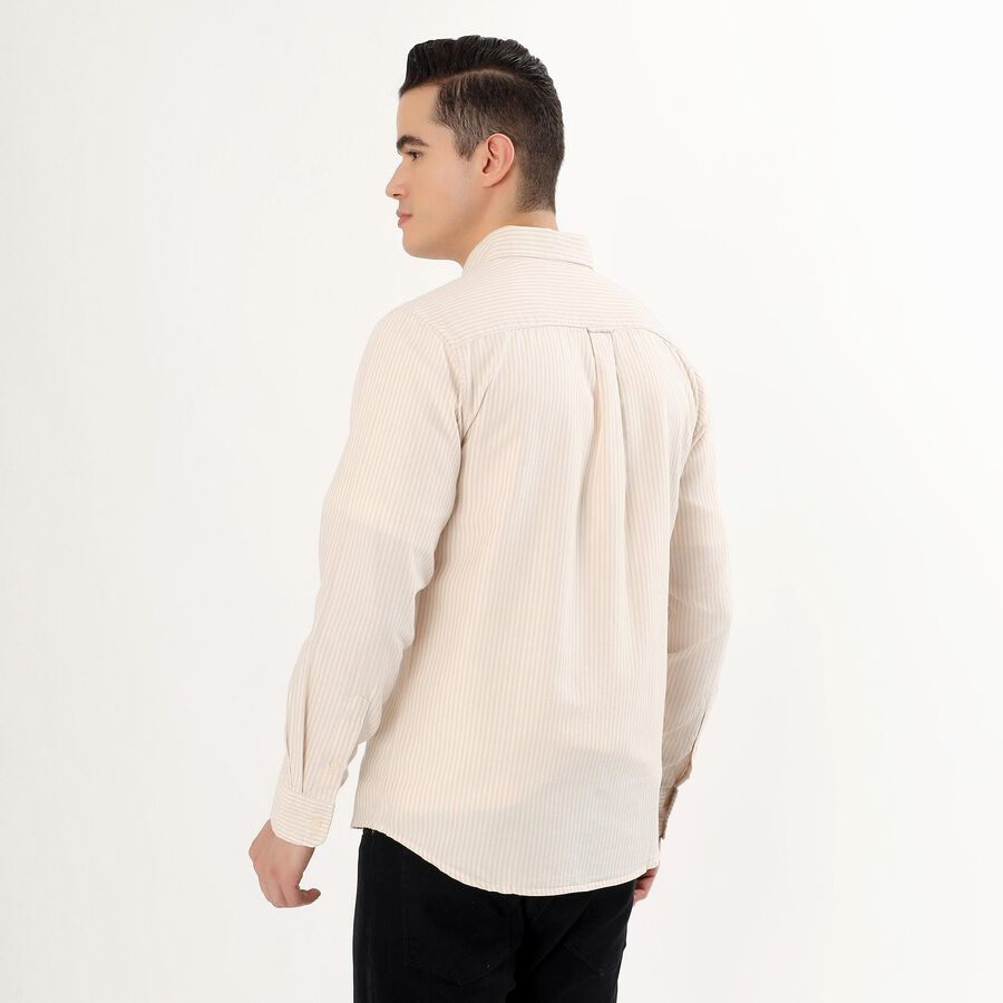 Men's Light Beige Cotton Button Down Casual Shirt, गहरा पीला, large image number null