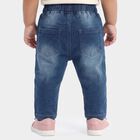 Infants Blue Straight Fit Embroidered Jeans, मध्यम नीला, small