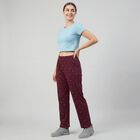 Women's Wine Regular-fit Heart Printed Pyjama, Wine, small