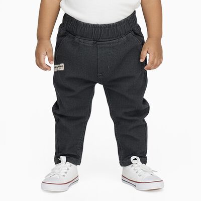 Infants Dark Charcoal Black Regular Fit Elastic Waist Jeans