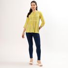 Women's Bright Mustard Yellow Mandarin Collar Geometric Printed Kurta, Olive, small image number null