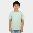 Boys' Light Green Round Neck Textured T-Shirt, Light Green, small