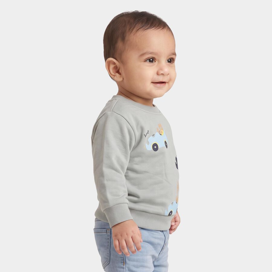 Infants' Light Blue Crew Neck Graphic Print Sweatshirt, Light Blue, large