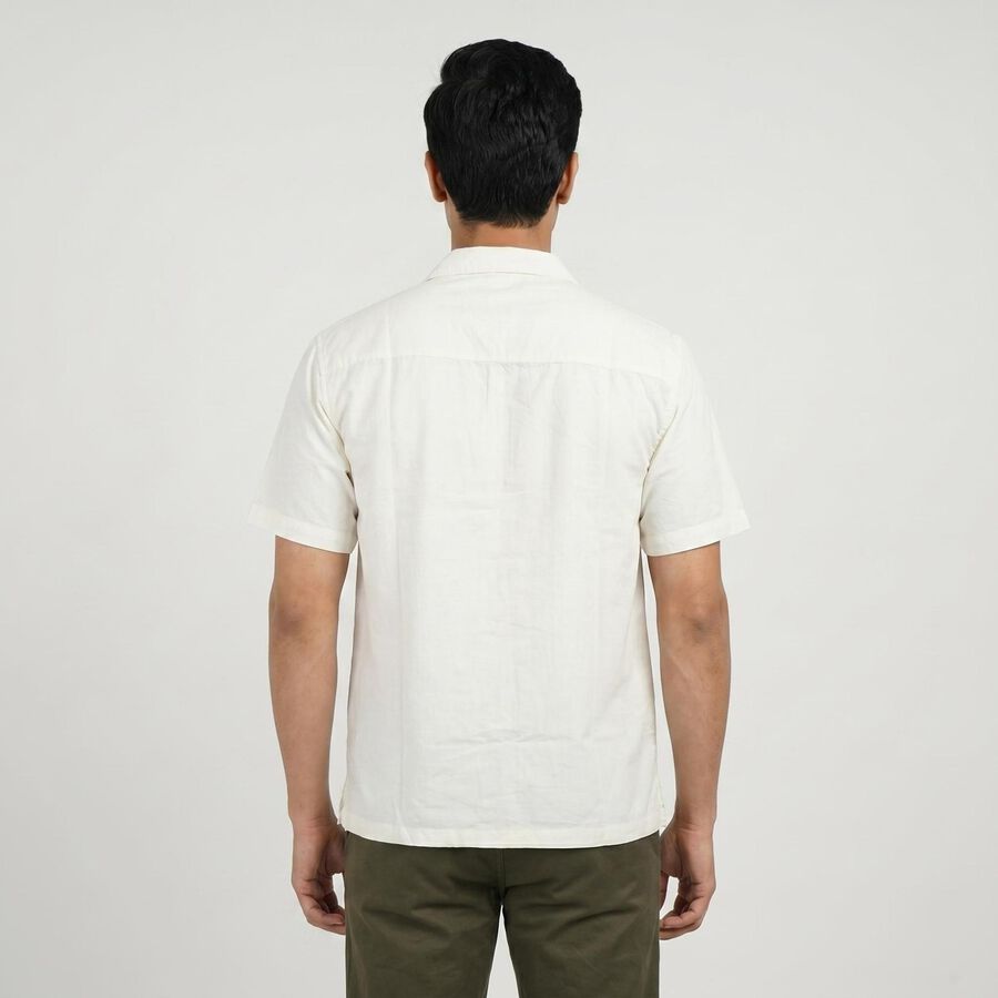 Men's White Casual Shirt, Off White, large