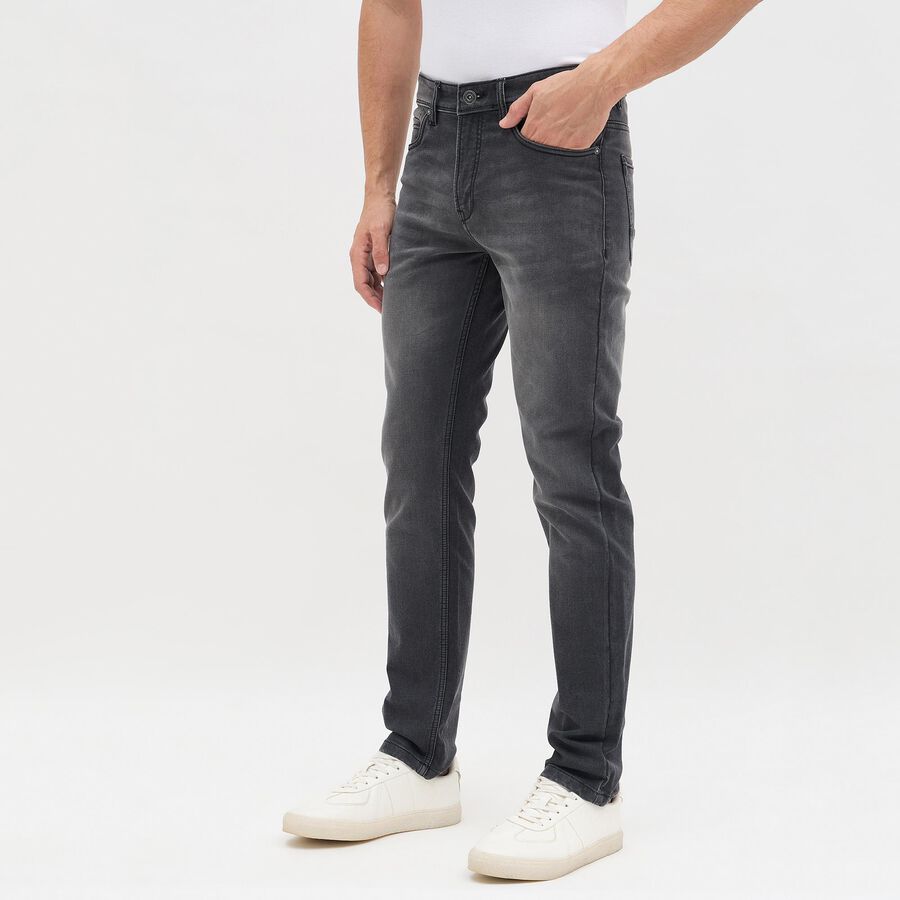 Men's Stonewashed Blue Slim Fit Jeans, Black, large