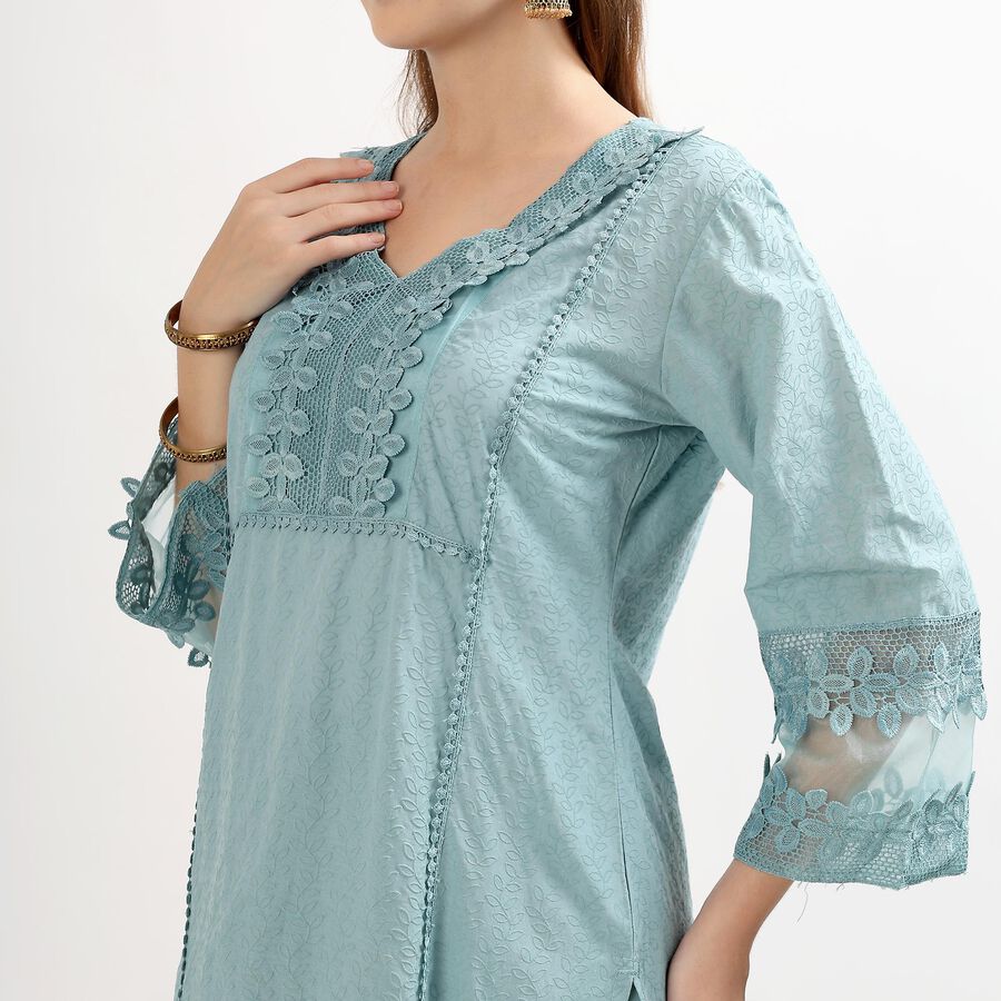 Ladies' 100% Cotton Ethnic Set, Mid Blue, large image number null