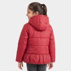 Girls Red Hooded Puffer Jacket, Wine, small