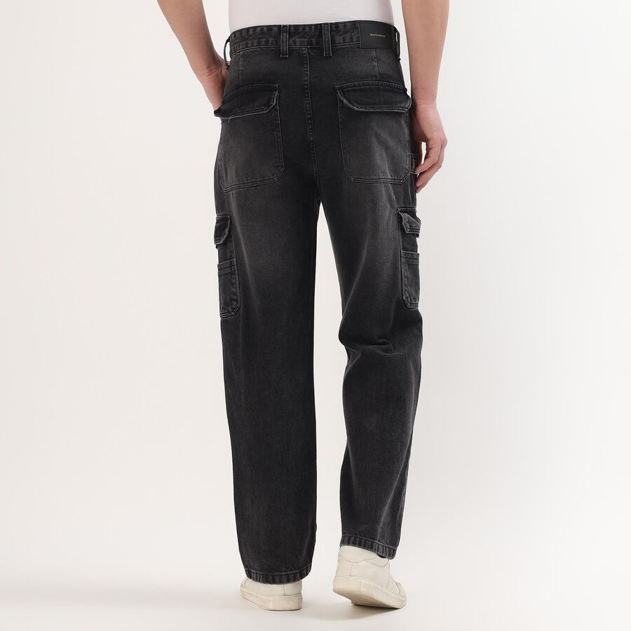 Men's Black Regular Fit 100% Cotton Jeans, काला, large