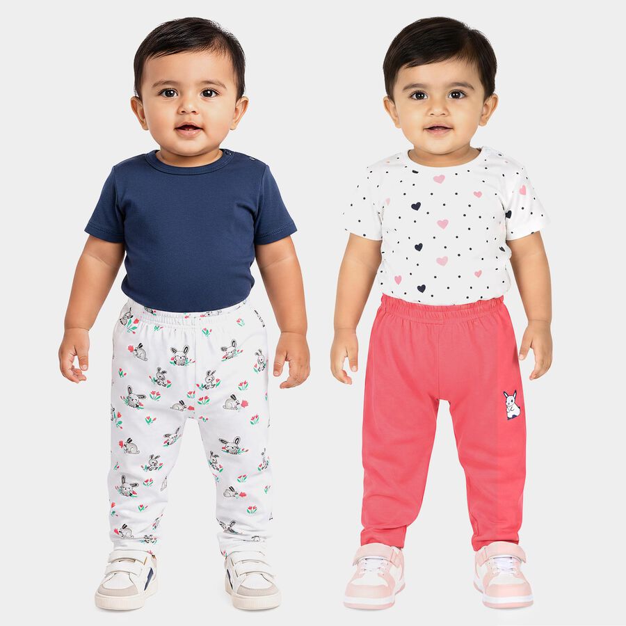 Infants' Pink Straight Fit Bunny Print Pyjama, Pink, large