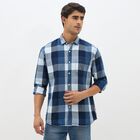 Men's Deep Midnight Navy Blue Cotton Button-Down Casual Shirt, नेवी ब्लू, small image number null