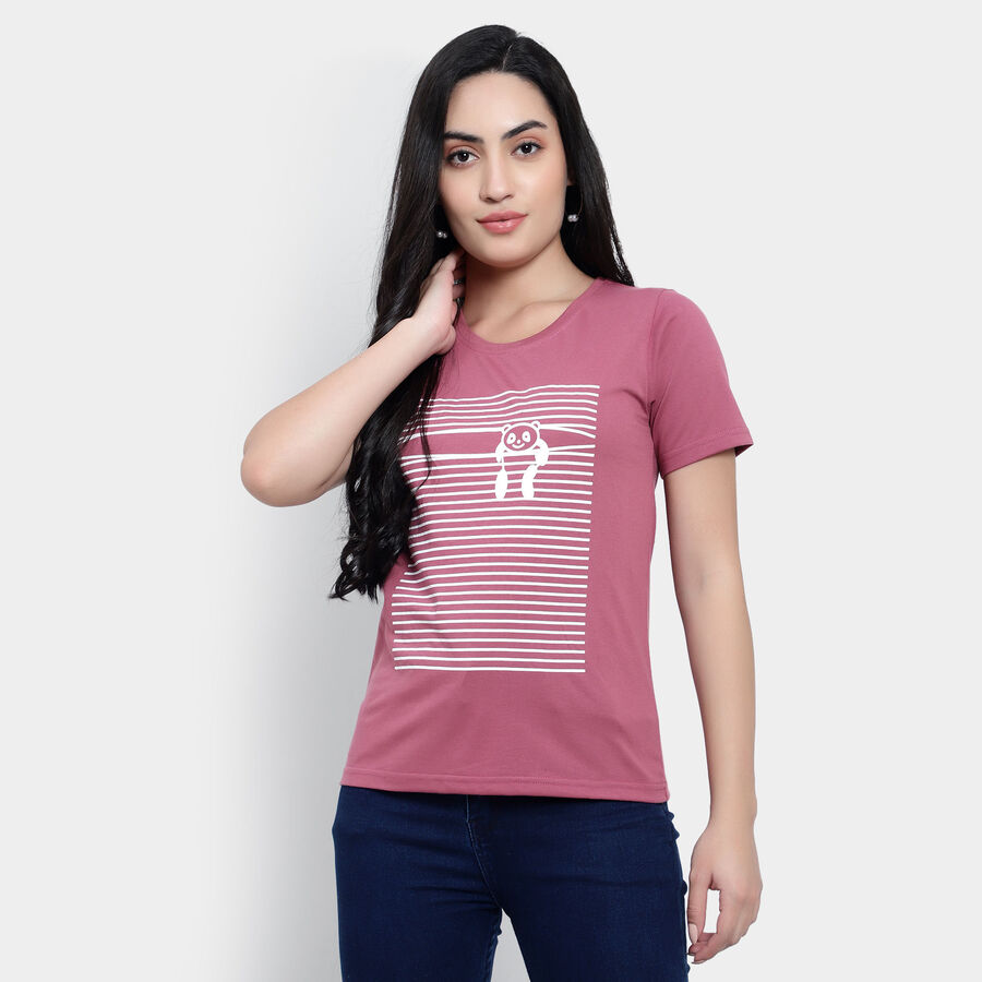 Round Neck T-Shirt, बैंगनी, large image number null
