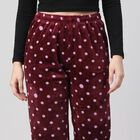Women's Maroon Straight Fit Polka Dot Printed Pyjama, वाइन, small