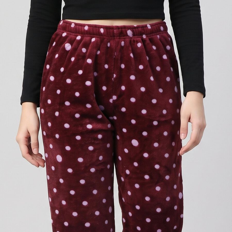 Women's Maroon Straight Fit Polka Dot Printed Pyjama, वाइन, large