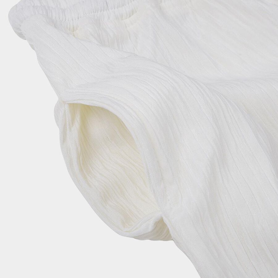 Girls' White Regular Fit Casual Trousers, White, large