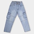 Boys' 100% Cotton Jeans, मध्यम नीला, small image number null