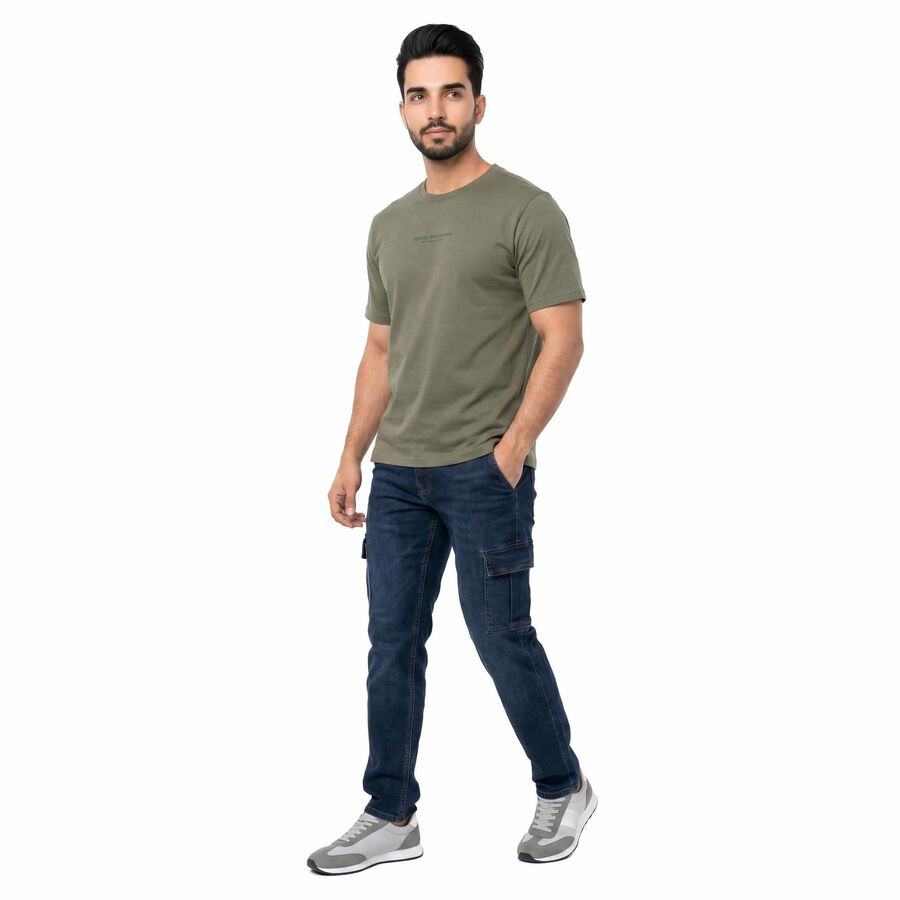 Men's Green Round Neck Regular T-Shirt, Light Green, large