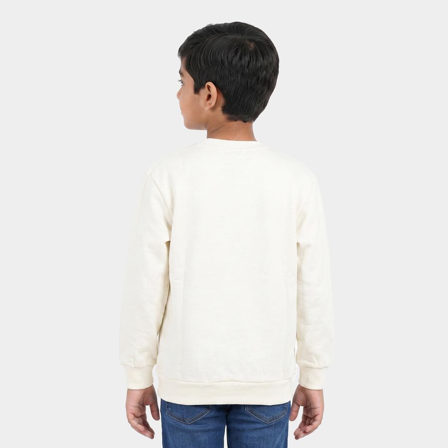 Boys' Off White Crew Neck Graphic Print Sweatshirt, Off White, large