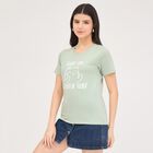 Women's Mint Green Round Neck Graphic Print T-Shirt, Light Green, small image number null