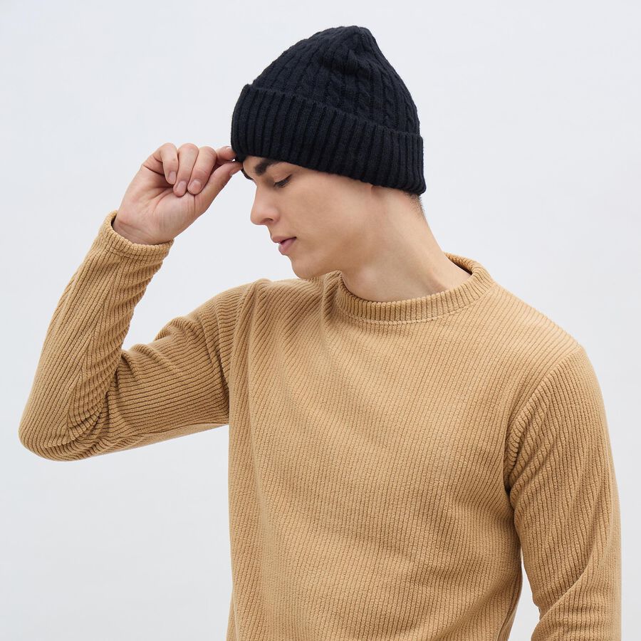 Men's Cap, काला, large