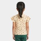 Girls' Off White Round Neck Regular T-Shirt, Off White, small