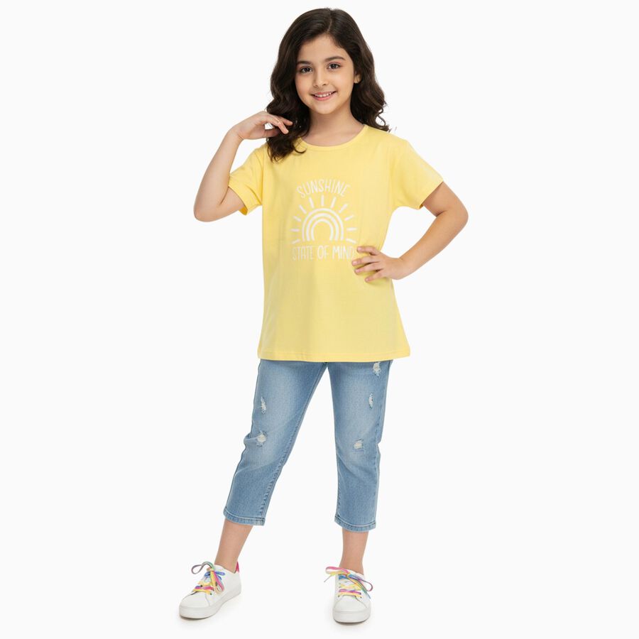 Girls' T-Shirt, पीला, large image number null