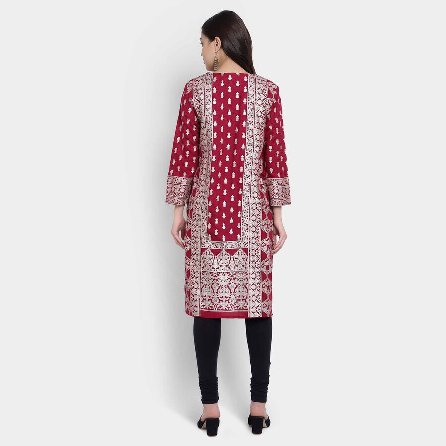 Printed Kurta, Wine, large image number null
