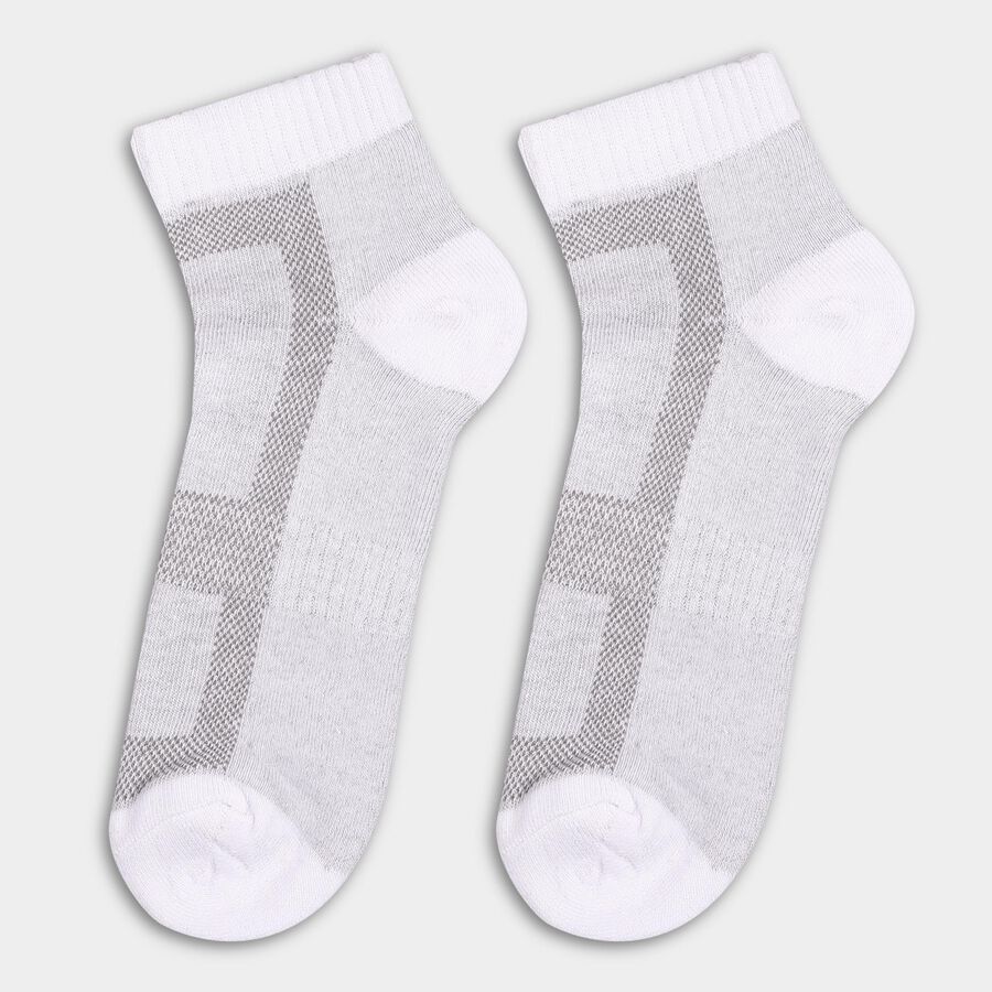 Men's Dark Charcoal Gray and Jet Black Ankle-Length Geometric Socks Pack of 3, Black, large